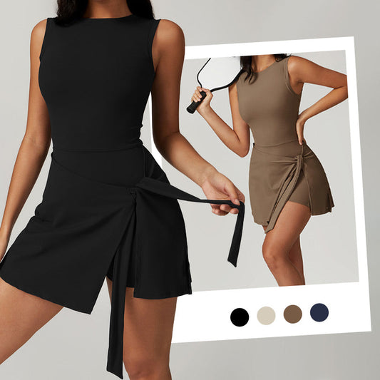 🔥Summer Hot Sale 50% OFF💕Women's Solid Knot Wrap Sports Tank Romper🏃‍♀️Casual Sportswear