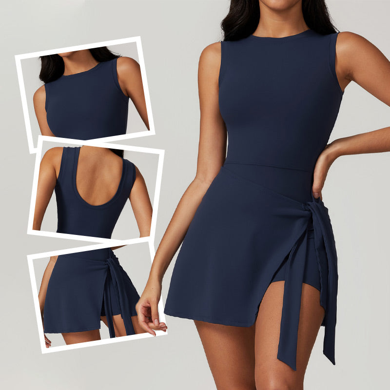 🔥Summer Hot Sale 50% OFF💕Women's Solid Knot Wrap Sports Tank Romper🏃‍♀️Casual Sportswear