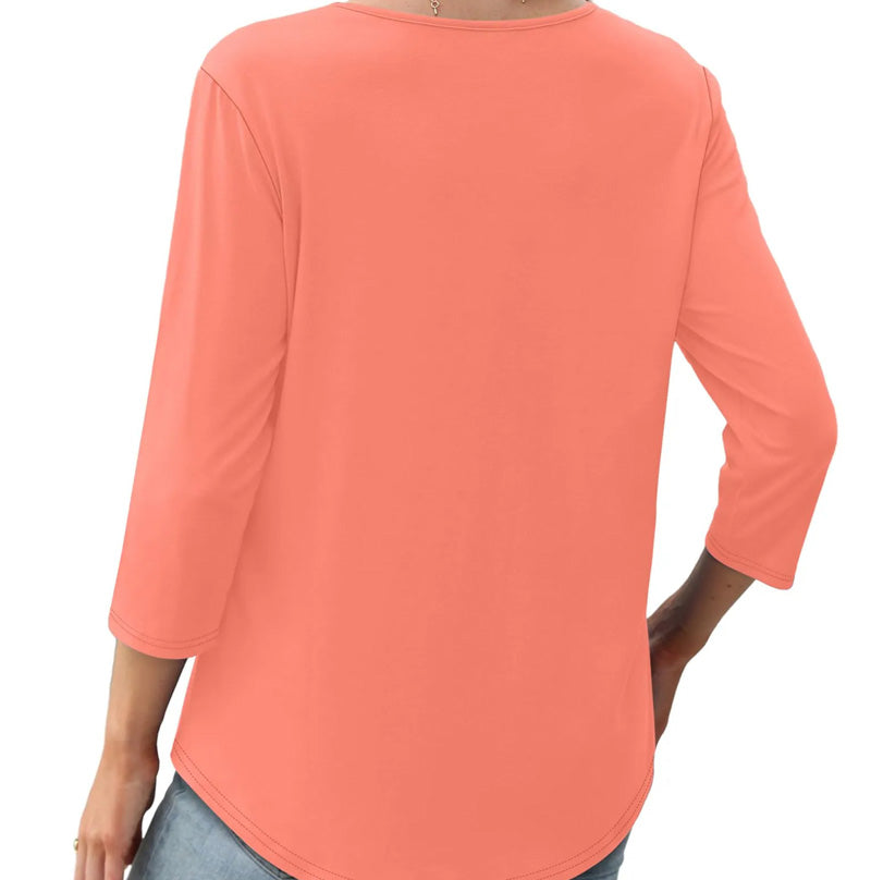 💥2025 NEW TYPE 50% OFF💥Ruffled Round Neck Loose Fit Thin T-Shirt🎉