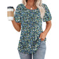 🔥2025 HOT SALE 50% OFF🔥 Round Neck Pleated Short Sleeve Printed T-Shirt