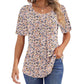🔥2025 HOT SALE 50% OFF🔥 Round Neck Pleated Short Sleeve Printed T-Shirt
