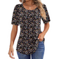 🔥2025 HOT SALE 50% OFF🔥 Round Neck Pleated Short Sleeve Printed T-Shirt