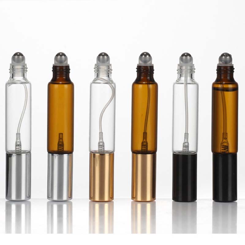 4PCS 10ml Essential Oil Roller Sprayer Dual-head Bottle