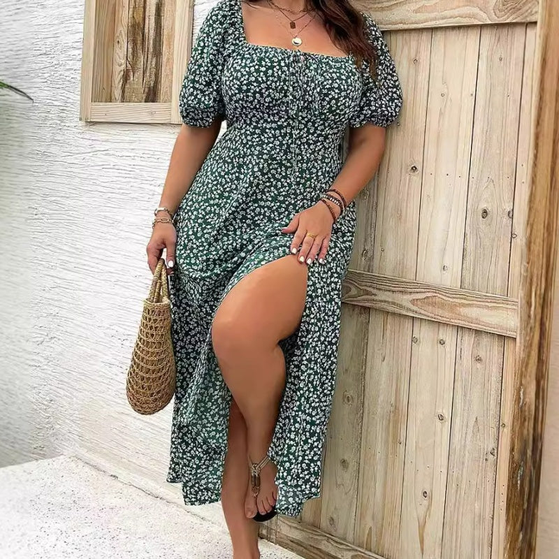 💃Summer Hot Sale-49% OFF💗Plus Size Split Floral Print Boho Maxi Dress
