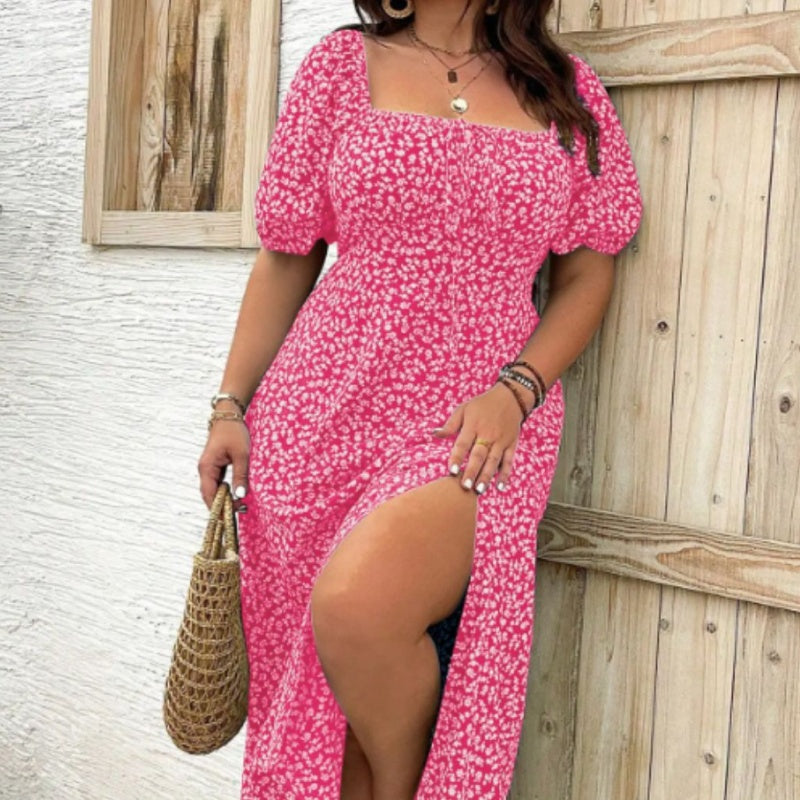 💃Summer Hot Sale-49% OFF💗Plus Size Split Floral Print Boho Maxi Dress
