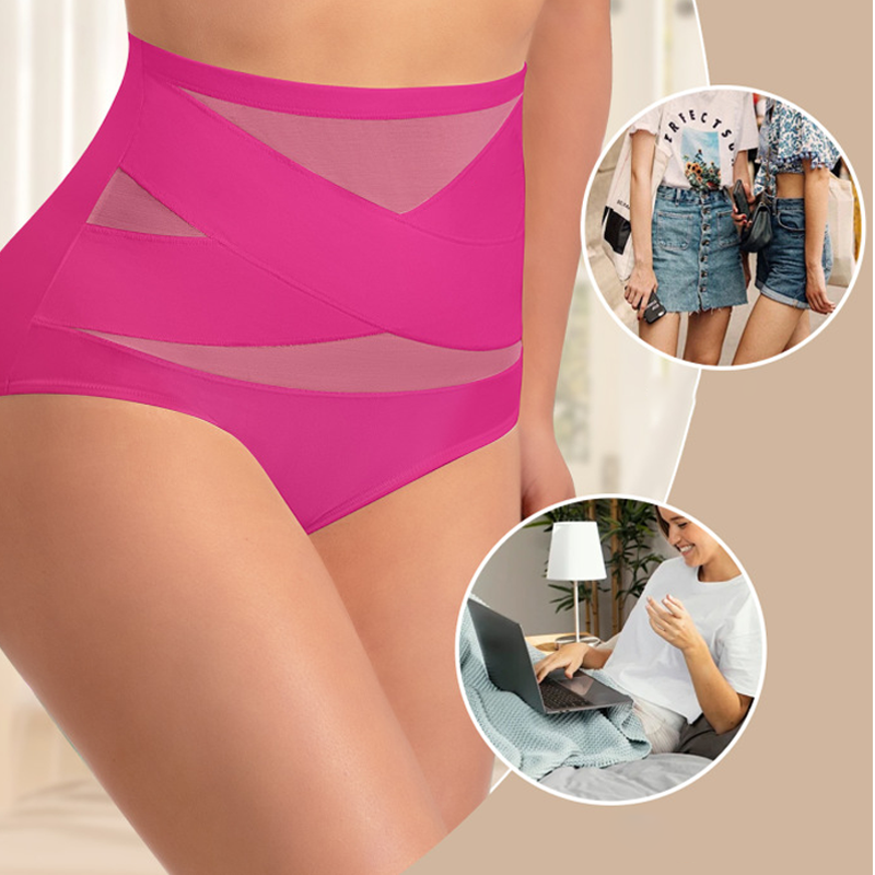 🌸Buy 1 Get 2 Free✨Plus-Size High-Waist Cross Tummy Control Panties
