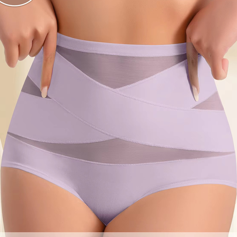 🌸Buy 1 Get 2 Free✨Plus-Size High-Waist Cross Tummy Control Panties