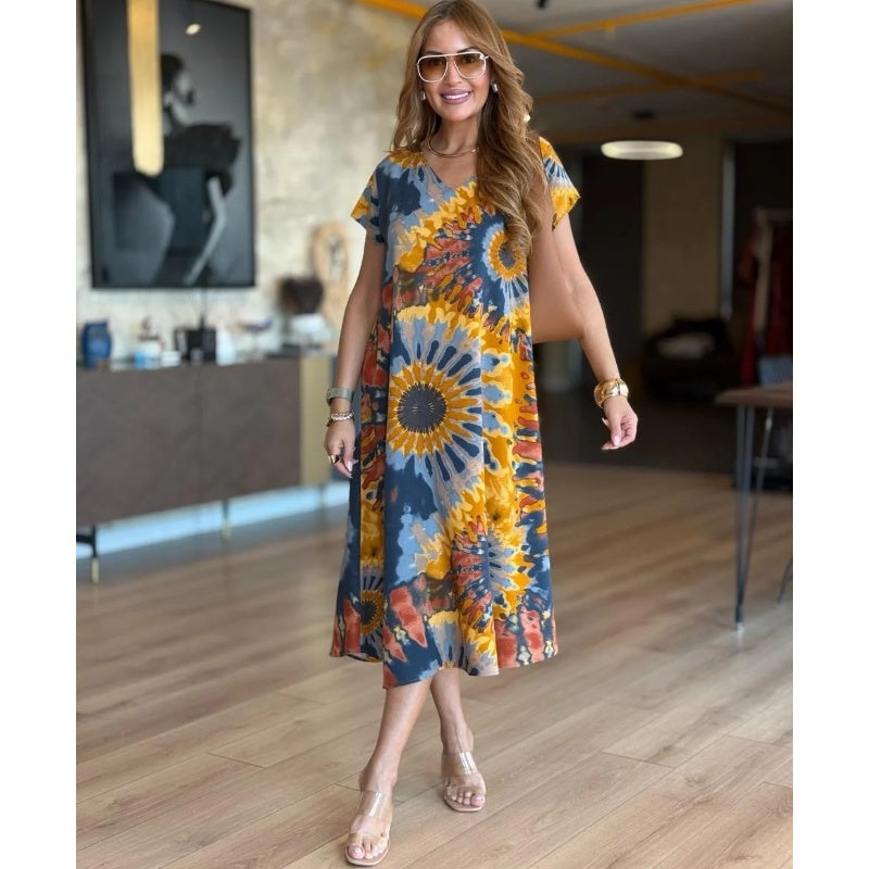 ⏳Time-limited Special-49% OFF⏰Women's Casual V-Neck Printed Maxi Dress