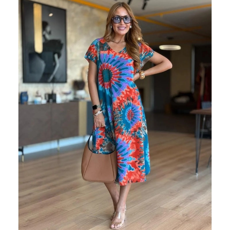 ⏳Time-limited Special-49% OFF⏰Women's Casual V-Neck Printed Maxi Dress