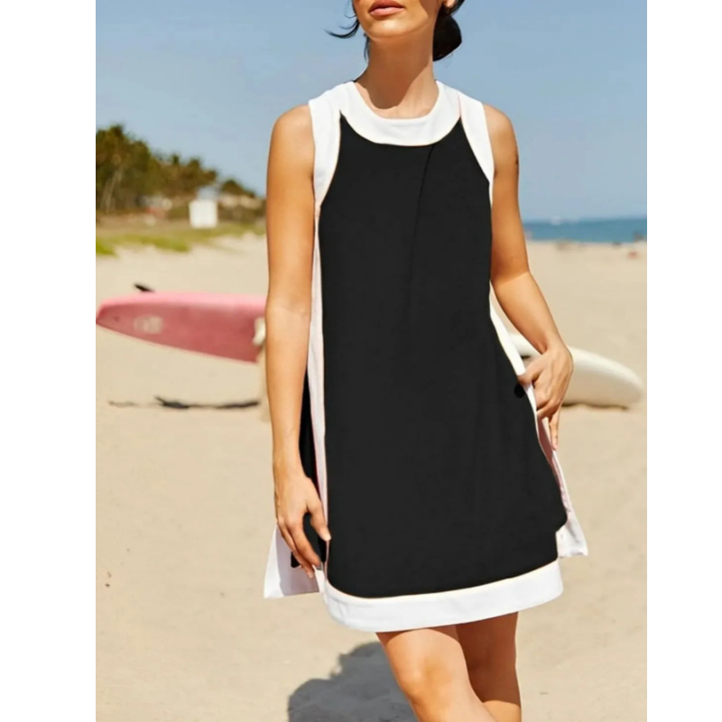 ⏰Hot Sale 50% OFF🔥Women's Casual Color Block Sleeveless Tops Matching Shorts with Pockets