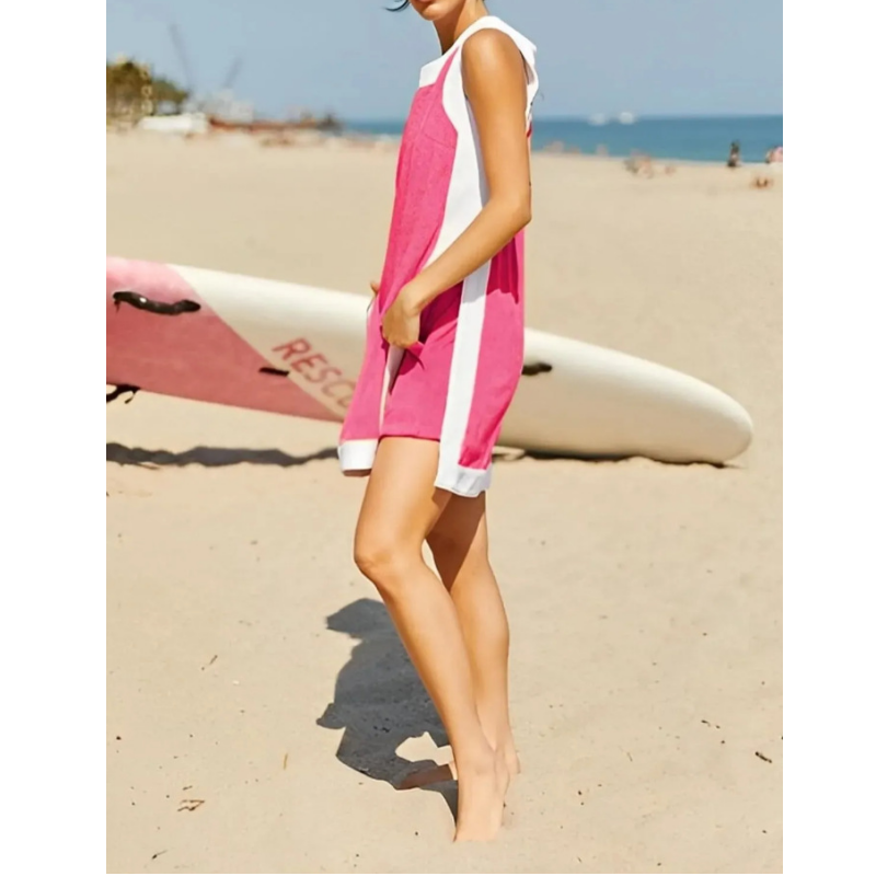 ⏰Hot Sale 50% OFF🔥Women's Casual Color Block Sleeveless Tops Matching Shorts with Pockets