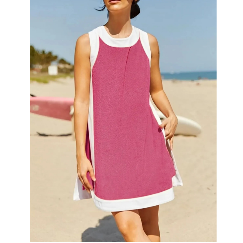 ⏰Hot Sale 50% OFF🔥Women's Casual Color Block Sleeveless Tops Matching Shorts with Pockets