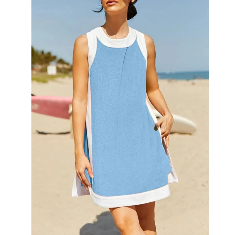 ⏰Hot Sale 50% OFF🔥Women's Casual Color Block Sleeveless Tops Matching Shorts with Pockets