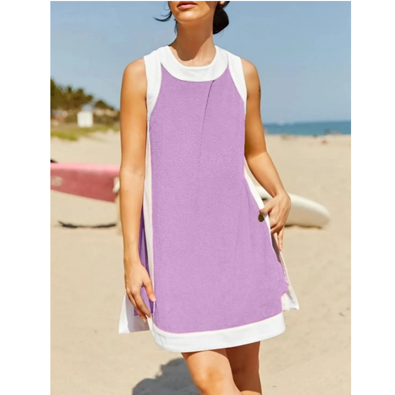 ⏰Hot Sale 50% OFF🔥Women's Casual Color Block Sleeveless Tops Matching Shorts with Pockets