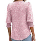 🌞Summer Hot Sale 49% OFF -Women Dressy Casual 3/4 Length Sleeve Blouses with Smocked Cuffs