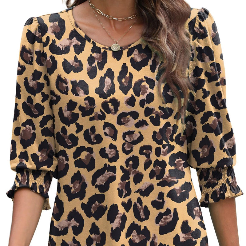 🌞Summer Hot Sale 49% OFF -Women Dressy Casual 3/4 Length Sleeve Blouses with Smocked Cuffs