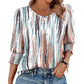 🌞Summer Hot Sale 49% OFF -Women Dressy Casual 3/4 Length Sleeve Blouses with Smocked Cuffs