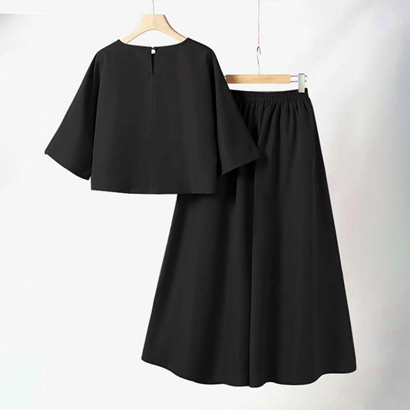 💥Lowest price 💥 Women's Casual Round Neck 3/4 Sleeve T-Shirt & Loose Pants 2-Piece Set