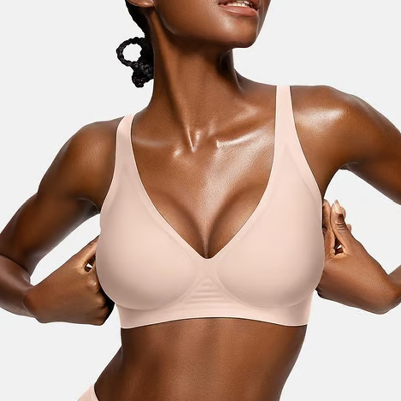 💗LAST DAY SALE 50% OFF⚡50K+ SOLD!💕 Jelly Wireless Womens Comfortable Wireless Bras Push Up Bralettes Seamless Tshirts Bras Deep V Everyday Bras