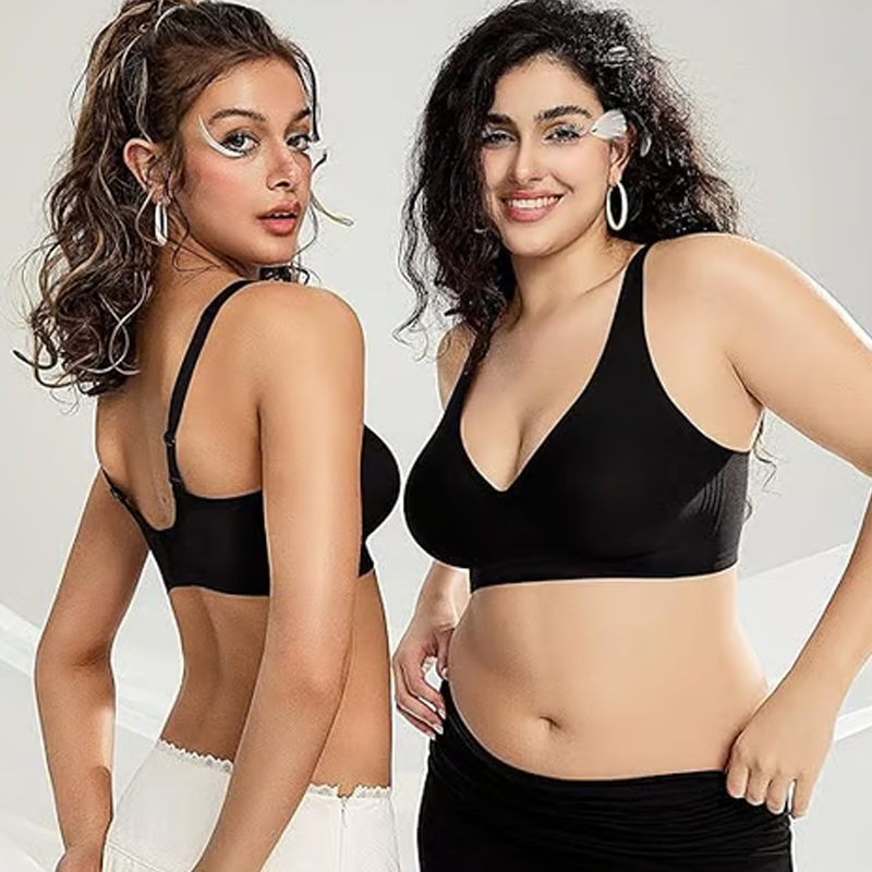 💗LAST DAY SALE 50% OFF⚡50K+ SOLD!💕 Jelly Wireless Womens Comfortable Wireless Bras Push Up Bralettes Seamless Tshirts Bras Deep V Everyday Bras