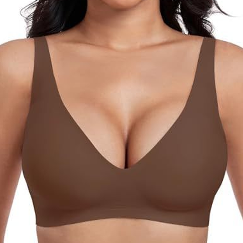 💗LAST DAY SALE 50% OFF⚡50K+ SOLD!💕 Jelly Wireless Womens Comfortable Wireless Bras Push Up Bralettes Seamless Tshirts Bras Deep V Everyday Bras