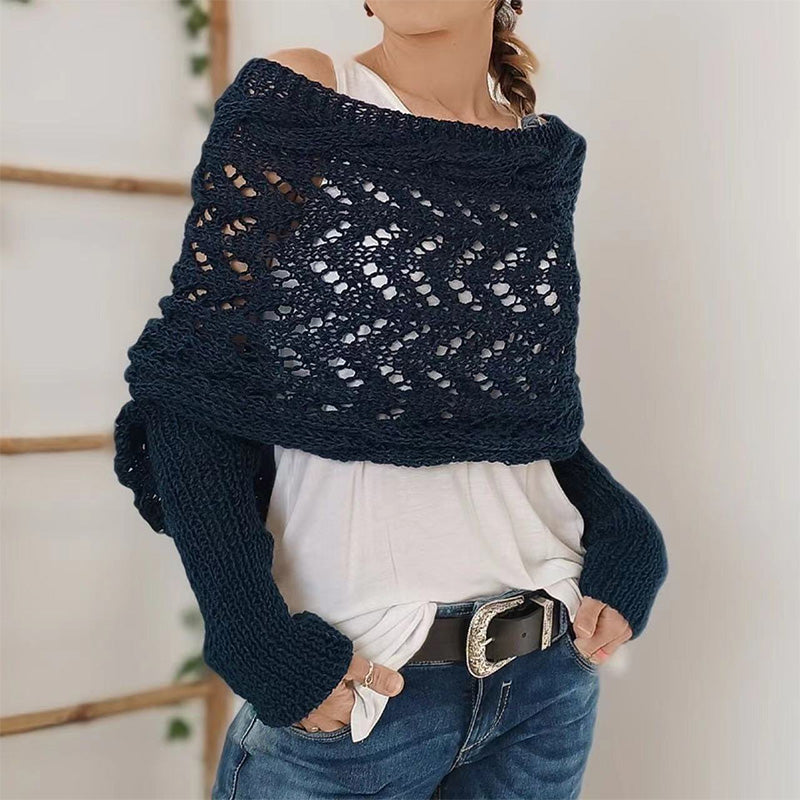 🎁Christmas Sale 50% OFF!!🔥Women’s Cut-out Knitted Shawl with Double Sleeves