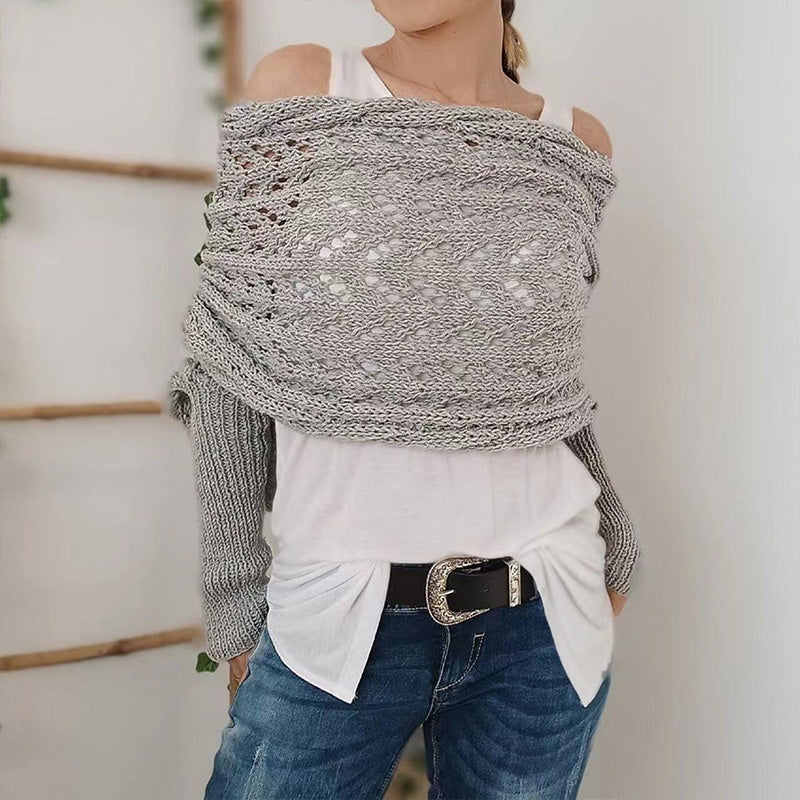 🎁Christmas Sale 50% OFF!!🔥Women’s Cut-out Knitted Shawl with Double Sleeves