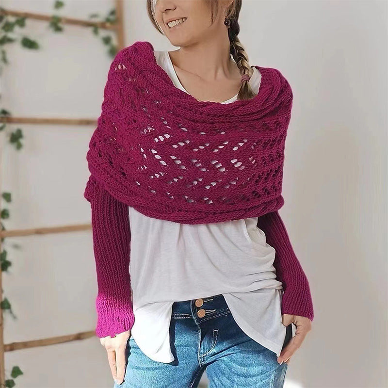 🎁Christmas Sale 50% OFF!!🔥Women’s Cut-out Knitted Shawl with Double Sleeves