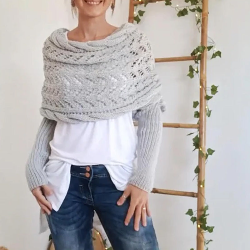 🎁Christmas Sale 50% OFF!!🔥Women’s Cut-out Knitted Shawl with Double Sleeves