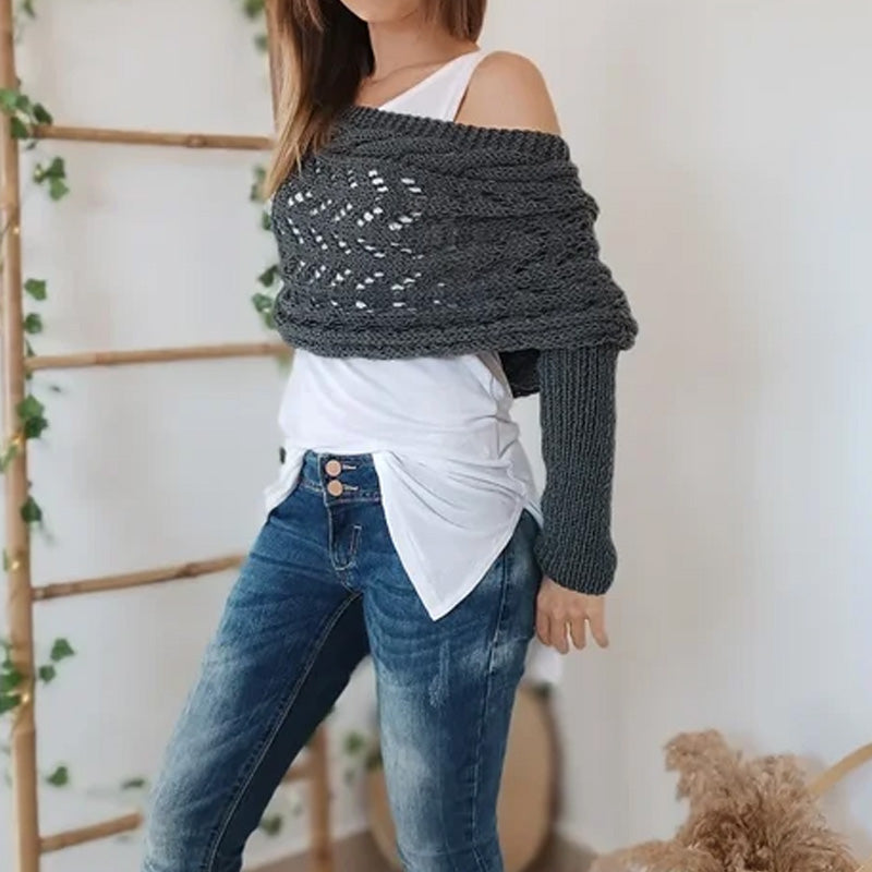 🎁Christmas Sale 50% OFF!!🔥Women’s Cut-out Knitted Shawl with Double Sleeves