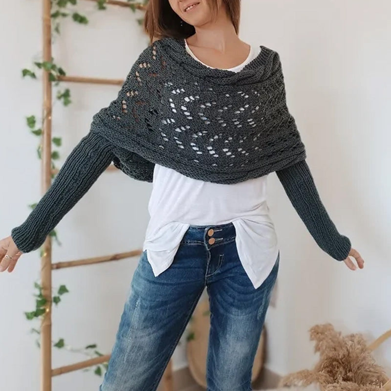🎁Christmas Sale 50% OFF!!🔥Women’s Cut-out Knitted Shawl with Double Sleeves