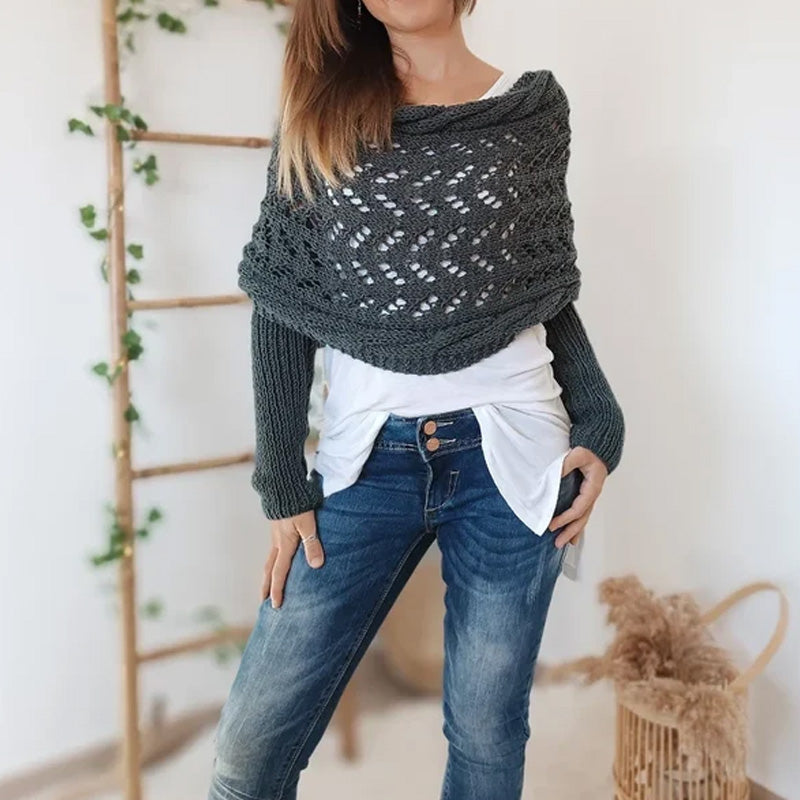🎁Christmas Sale 50% OFF!!🔥Women’s Cut-out Knitted Shawl with Double Sleeves