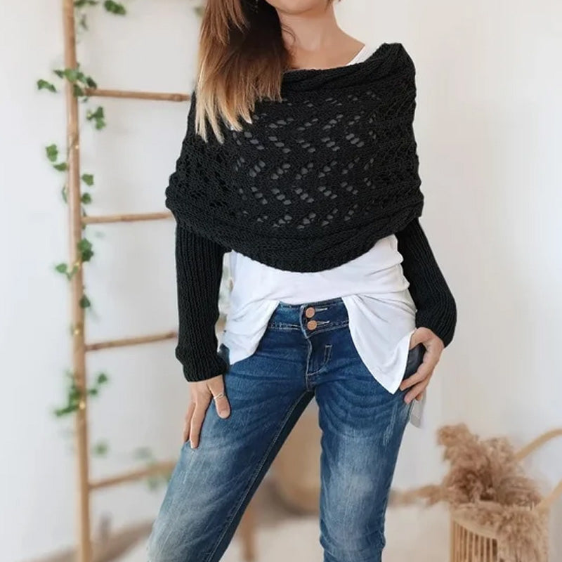 🎁Christmas Sale 50% OFF!!🔥Women’s Cut-out Knitted Shawl with Double Sleeves
