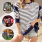 💥Early Autumn Sale 50% OFF💥Stylish Round Neck Striped Colorblocking Tops