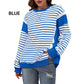 💥Early Autumn Sale 50% OFF💥Stylish Round Neck Striped Colorblocking Tops
