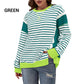 💥Early Autumn Sale 50% OFF💥Stylish Round Neck Striped Colorblocking Tops