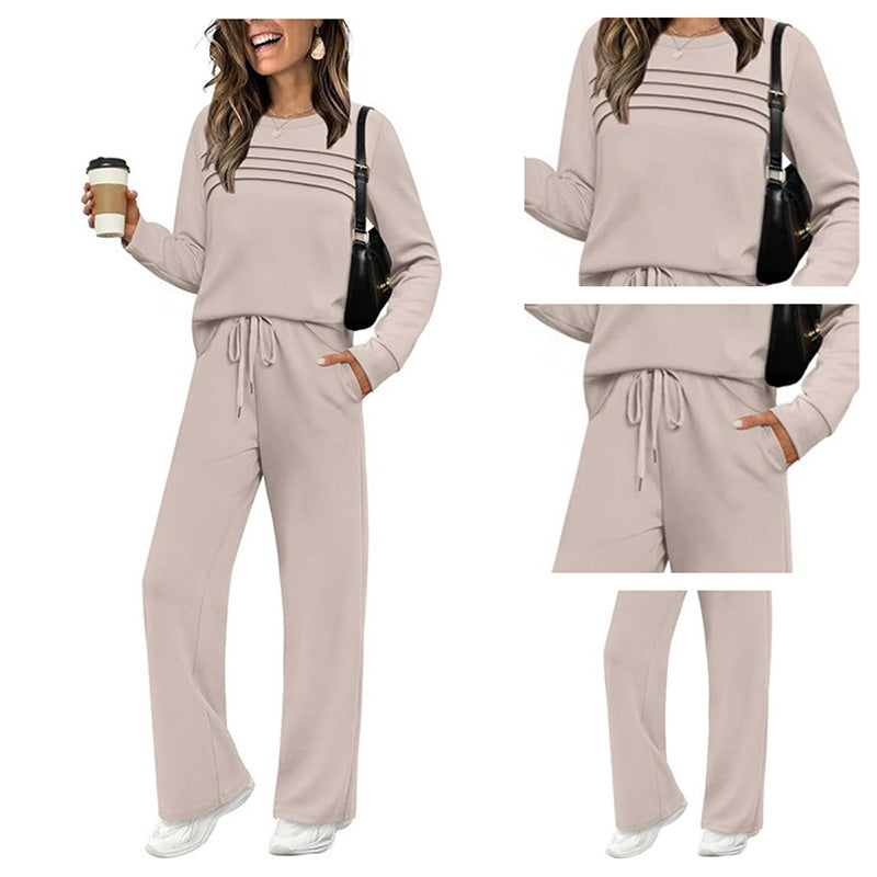 🥳2026 HOT SALE🥳💞50K+ SOLD!✨Women's Crew Neck Top & Drawstring Pants Set2