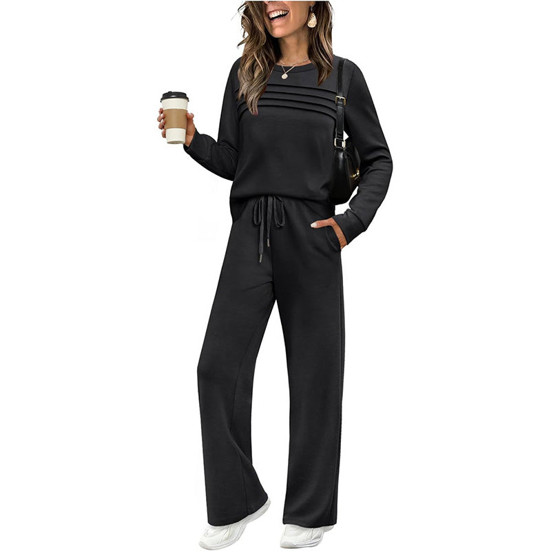 🥳2026 HOT SALE🥳💞50K+ SOLD!✨Women's Crew Neck Top & Drawstring Pants Set2