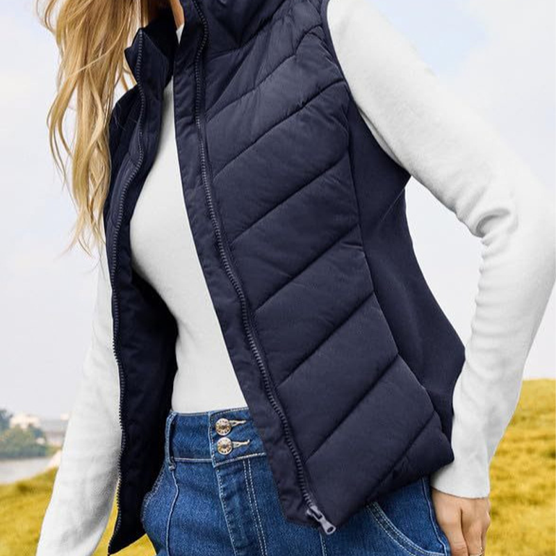 LIMITED TIME SALE🔥WOMENS SLEEVELESS ZIP UP OUTERWEAR STAND COLLAR QUILTED PUFFER VEST