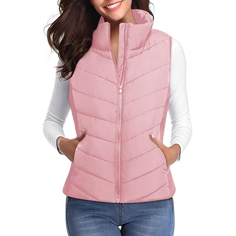LIMITED TIME SALE🔥WOMENS SLEEVELESS ZIP UP OUTERWEAR STAND COLLAR QUILTED PUFFER VEST
