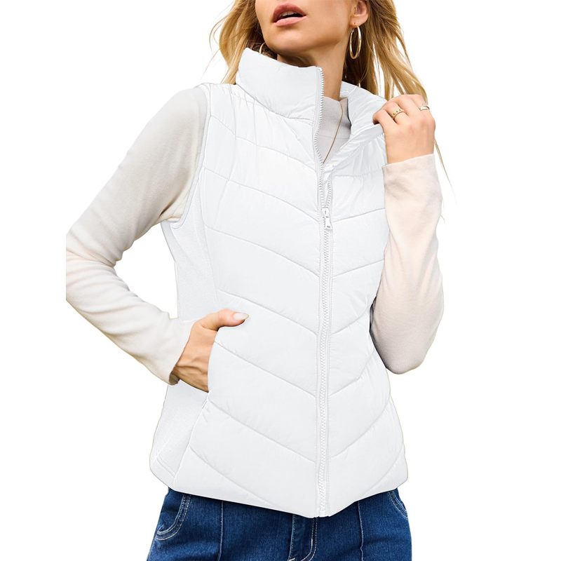 LIMITED TIME SALE🔥WOMENS SLEEVELESS ZIP UP OUTERWEAR STAND COLLAR QUILTED PUFFER VEST