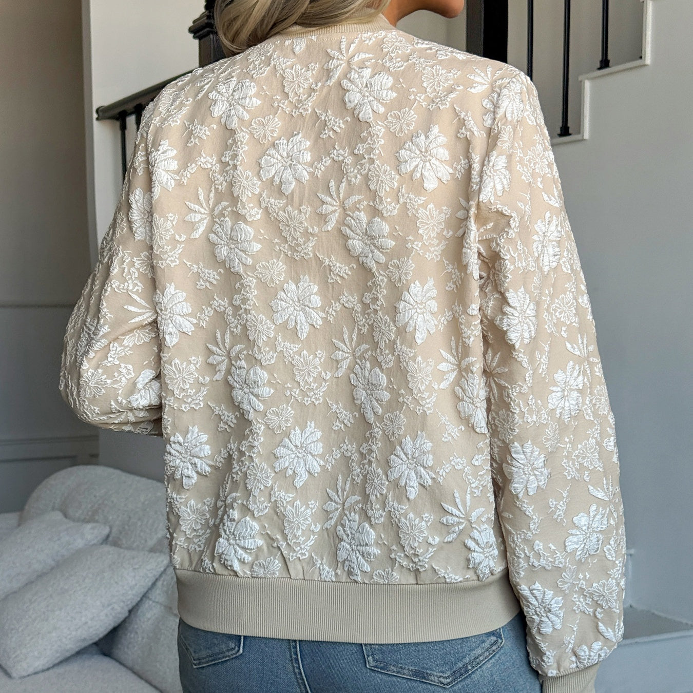 Women's Floral Zipper Jacket