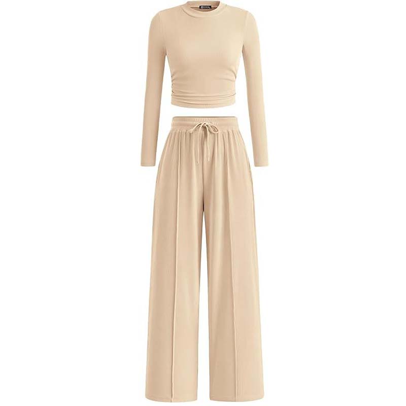 💥Christmas Sale 50% OFF👚Crop Top Straight Leg Pants 2-Piece Lounge Set ✨Cozy holiday style! Perfect for relaxing & festive gatherings🎄