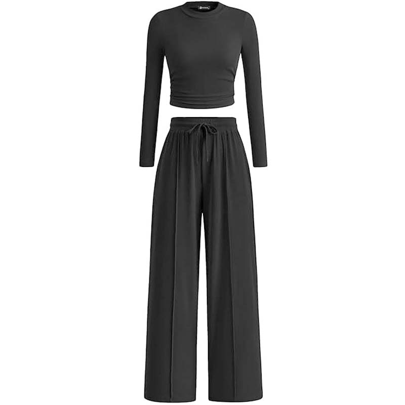 💥Christmas Sale 50% OFF👚Crop Top Straight Leg Pants 2-Piece Lounge Set ✨Cozy holiday style! Perfect for relaxing & festive gatherings🎄