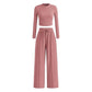 💥Christmas Sale 50% OFF👚Crop Top Straight Leg Pants 2-Piece Lounge Set ✨Cozy holiday style! Perfect for relaxing & festive gatherings🎄