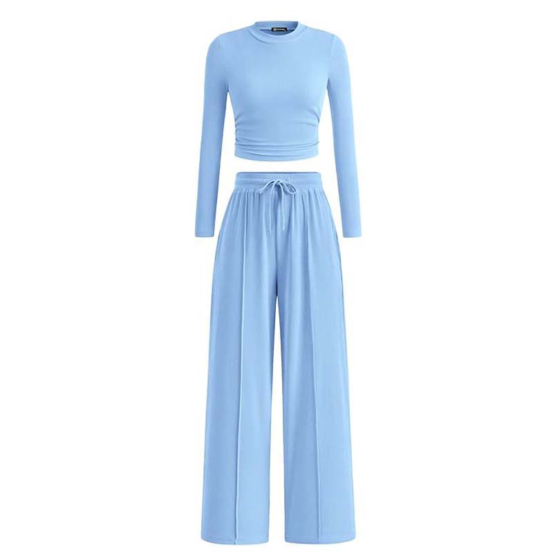 💥Christmas Sale 50% OFF👚Crop Top Straight Leg Pants 2-Piece Lounge Set ✨Cozy holiday style! Perfect for relaxing & festive gatherings🎄