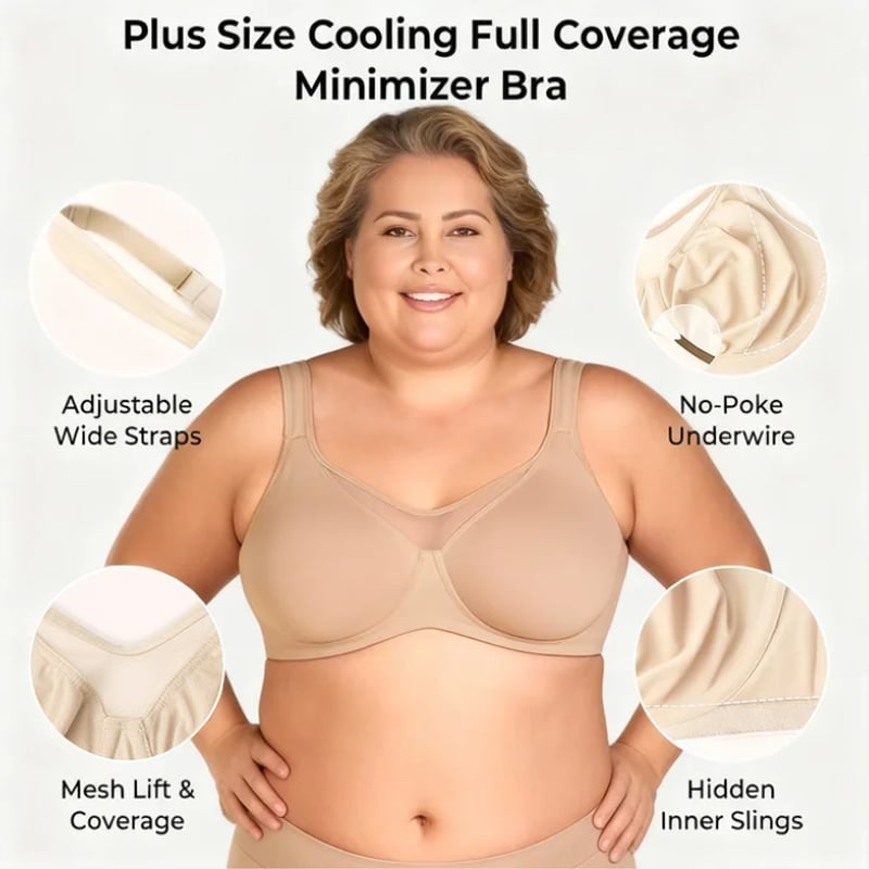 🏆 Last Day Special Price $ 8.99 ! 💐Women's Plus Size Cooling Full Coverage Minimizer Bra