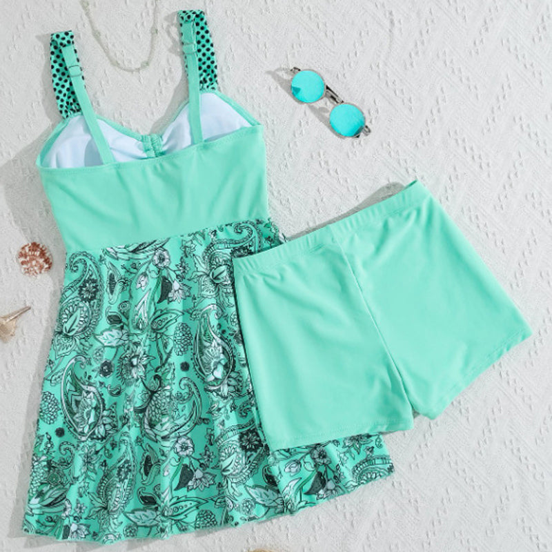 🚨FLASH SAEL 60% OFF!!✨Women's Plants Print V Neck Swimdress & Tankini Set