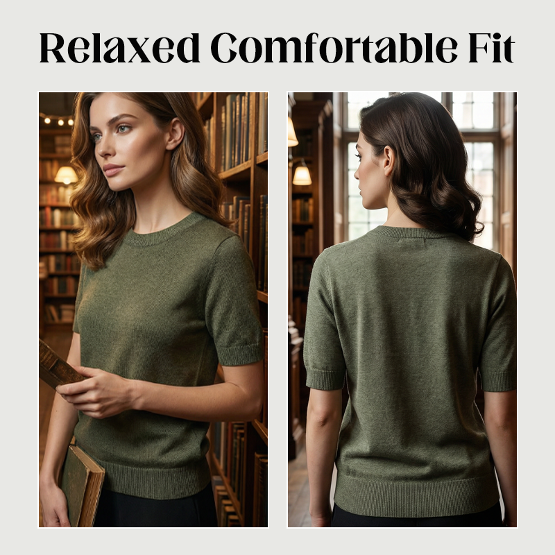 📢 📢New arrival 50% OFF！💥Women's Crew Neck Short Sleeve Knit Top