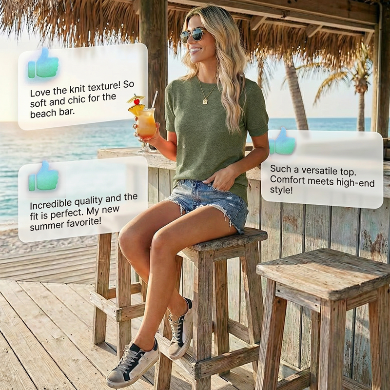 📢 📢New arrival 50% OFF！💥Women's Crew Neck Short Sleeve Knit Top